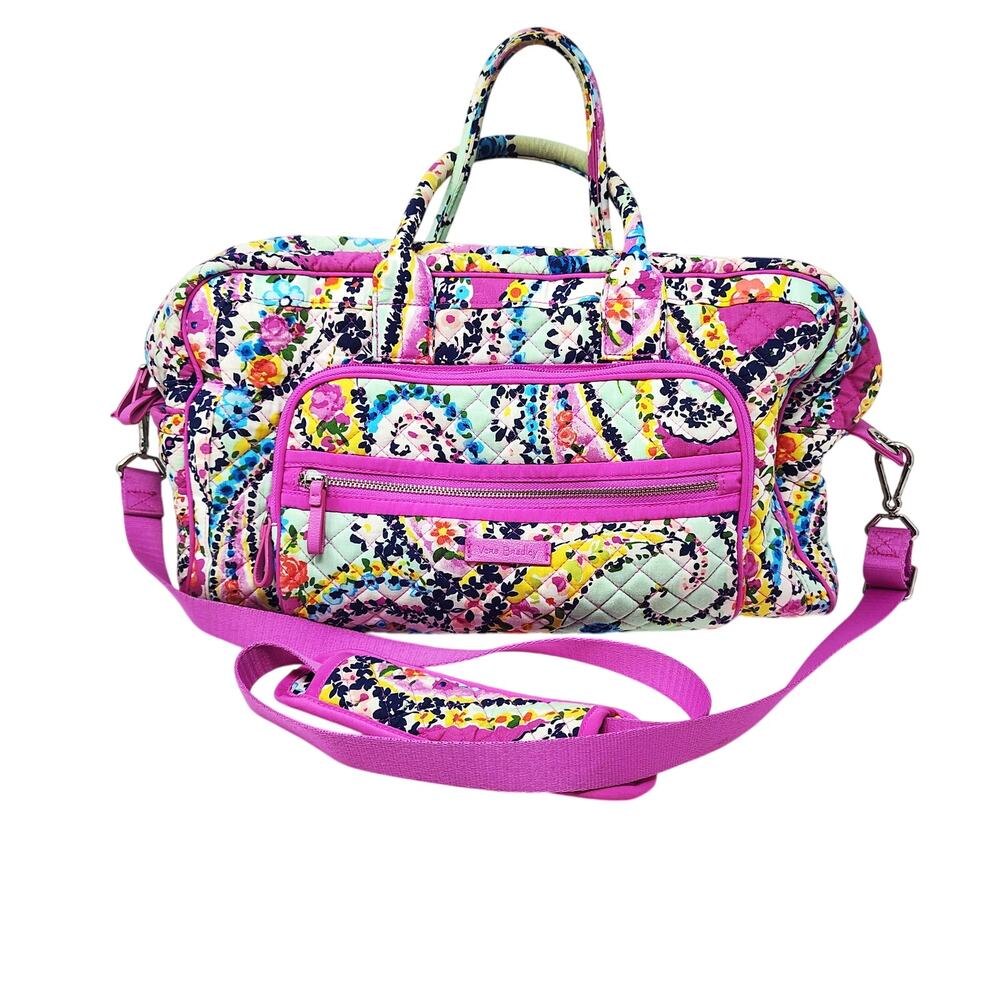Vera Bradley Weekender Travel Bag Quilted Wildflower Paisley Crossbody